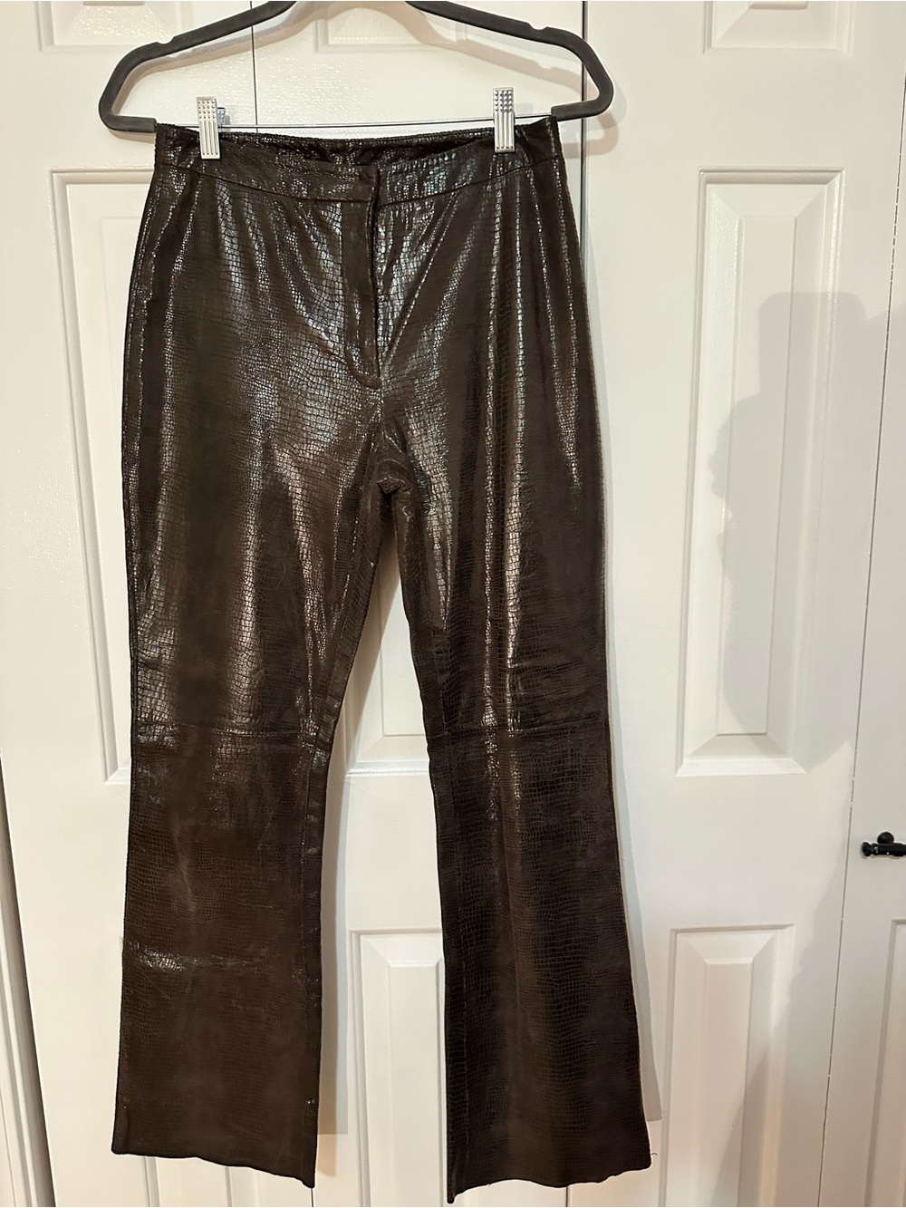 INC International Concepts Dark Brown Faux Leather Flare Jeans
